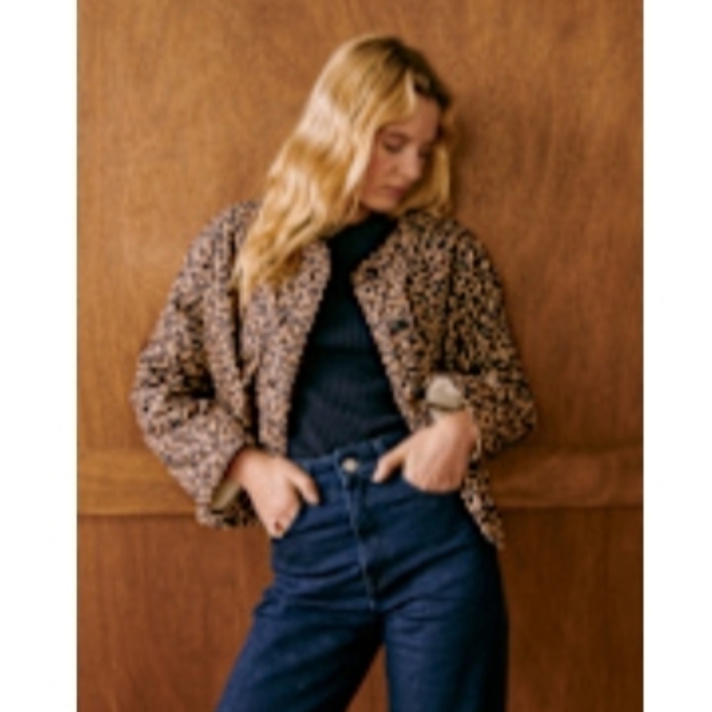 Sézane Leopard Print Jacket in Brown and Black